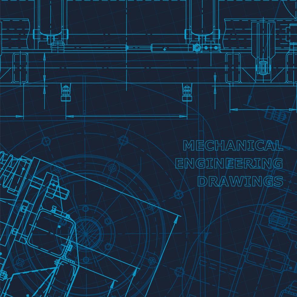 Blueprint, Sketch. Vector engineering illustration. Cover, flyer, banner