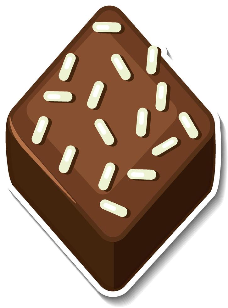 Pegatina de brownie de chocolate aislado sobre fondo blanco. vector