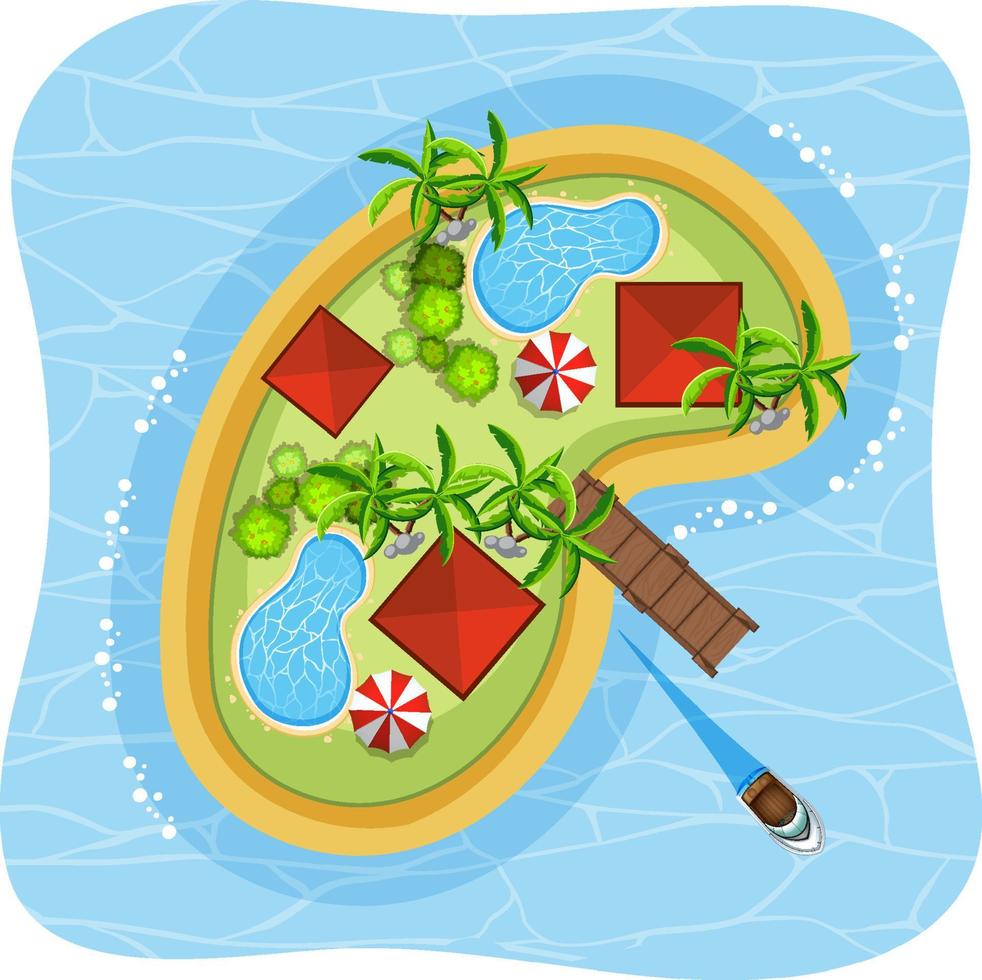 Aerial view of tropical beach island isolated vector
