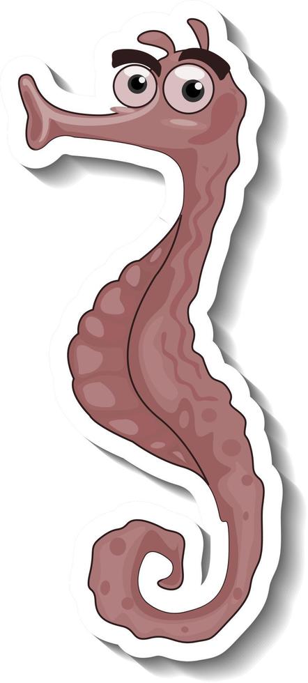 etiqueta engomada de la historieta del animal marino del caballito de mar vector