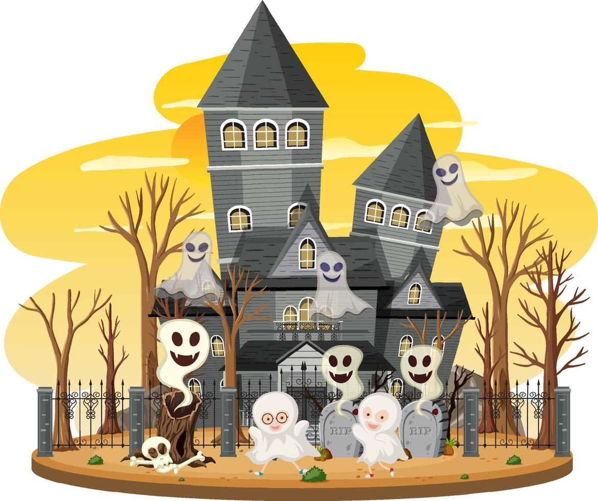 Haunted house at daytime scene vector