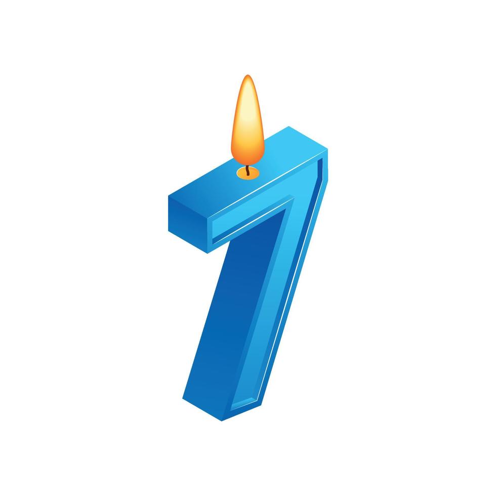 7th Anniversary Candle Composition vector