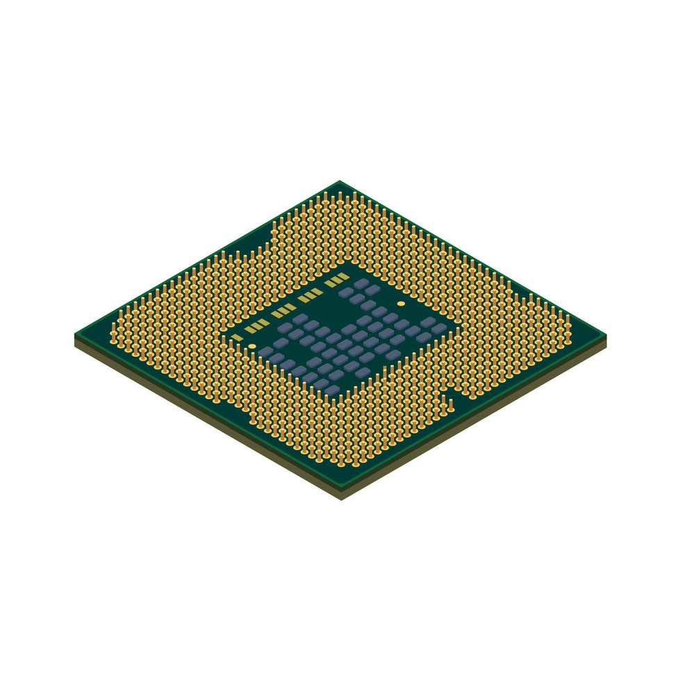 composición isométrica del zócalo de la cpu vector