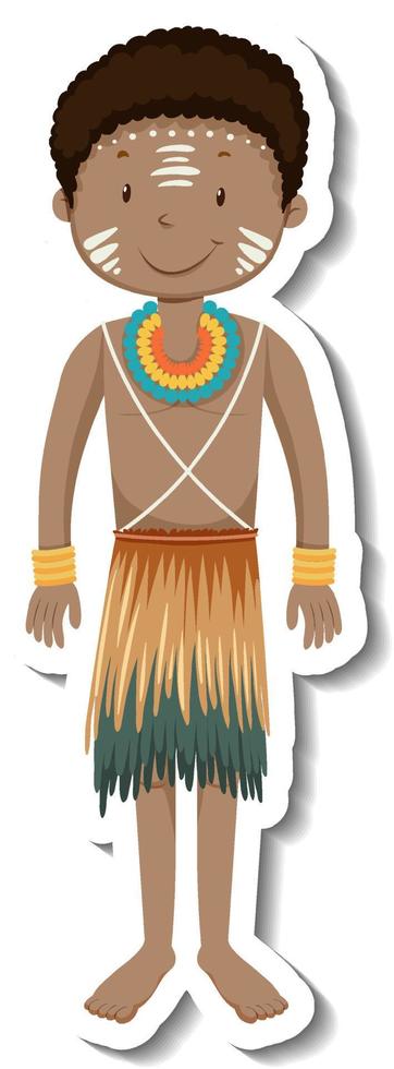 African tribal man cartoon character sticker vector