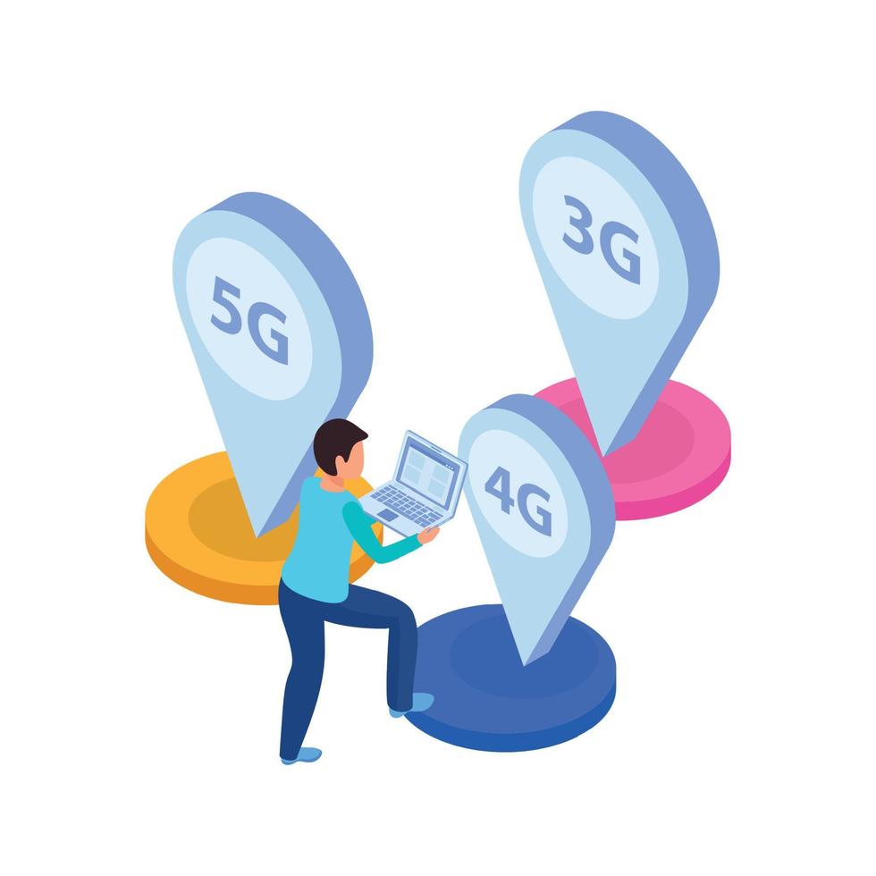 Composición de botones de internet 5g vector