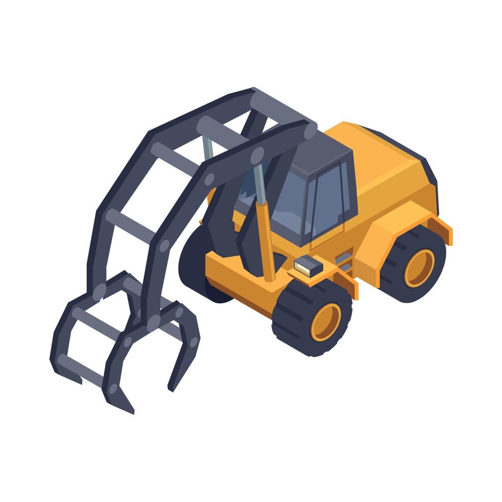 Sawmill Bulldozer Isometric Composition vector