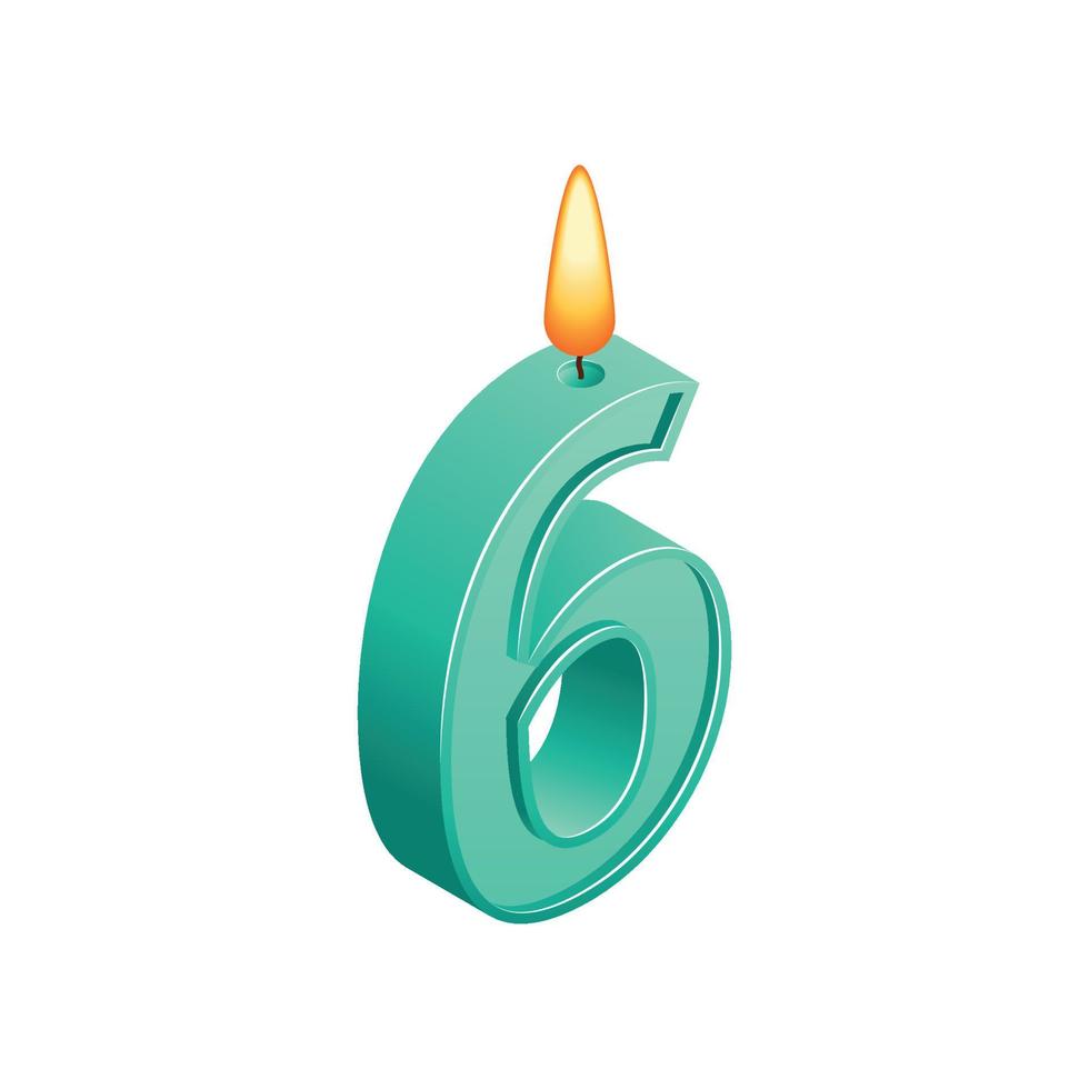 6th Anniversary Candle Composition vector