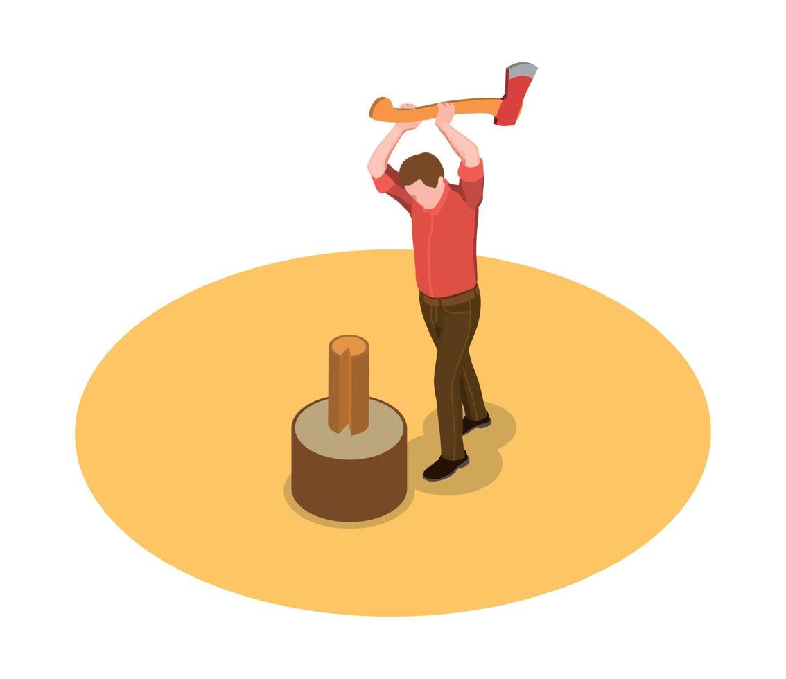 Chopping Wood Round Composition vector