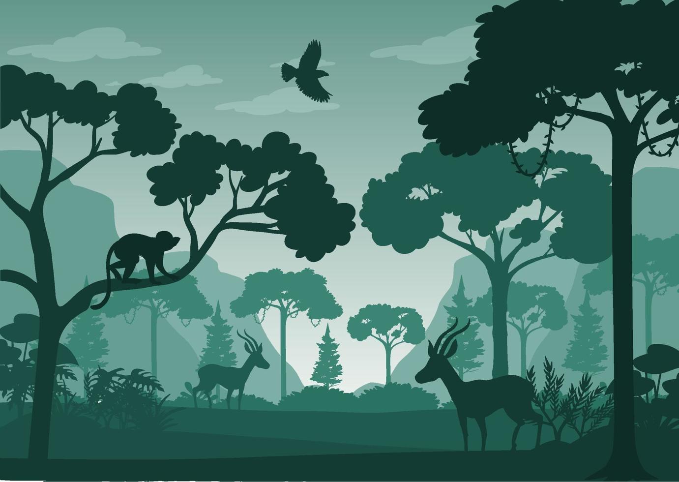 silueta bosque paisaje antecedentes vector