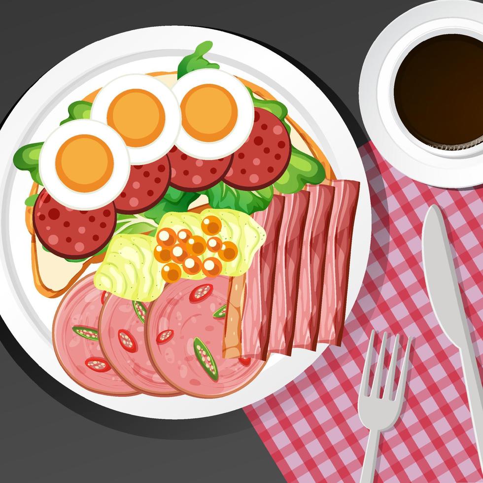 Healthy breakfast set on the table vector