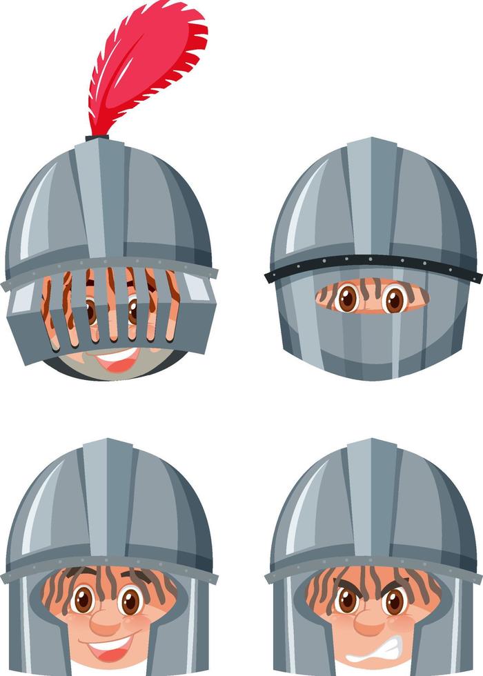 Set of knight head cartoon vector