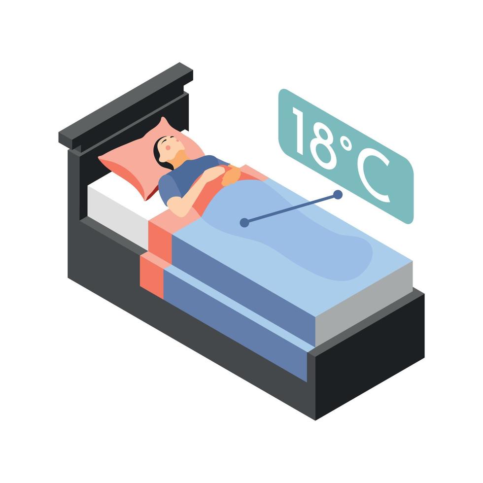 composición del sueño de la cama de calefacción vector