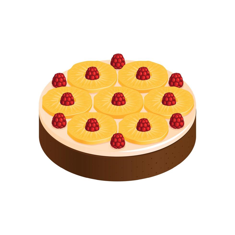 Pineapple Raspberry Cake Composition vector