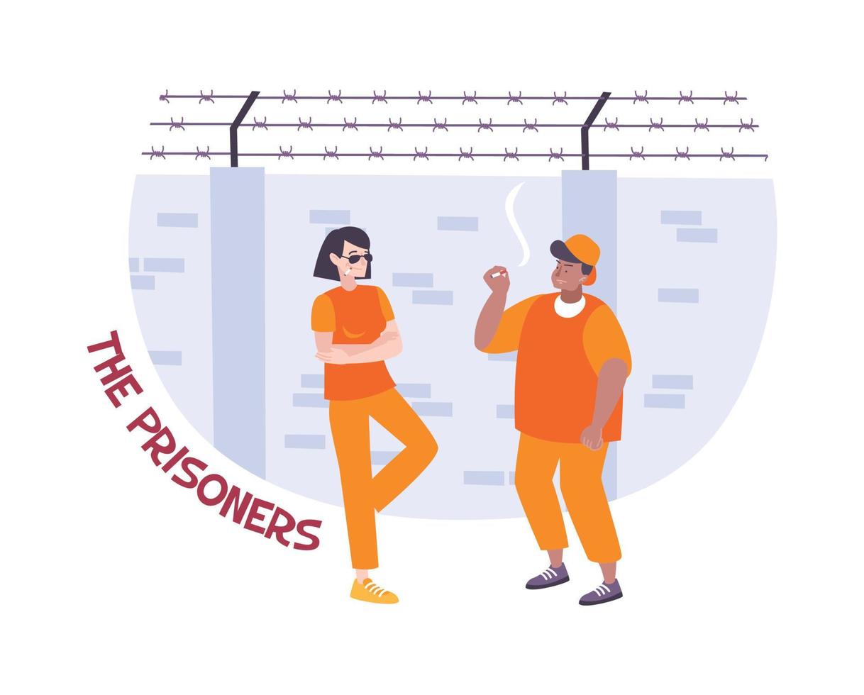 Prisoners In Yard Composition vector