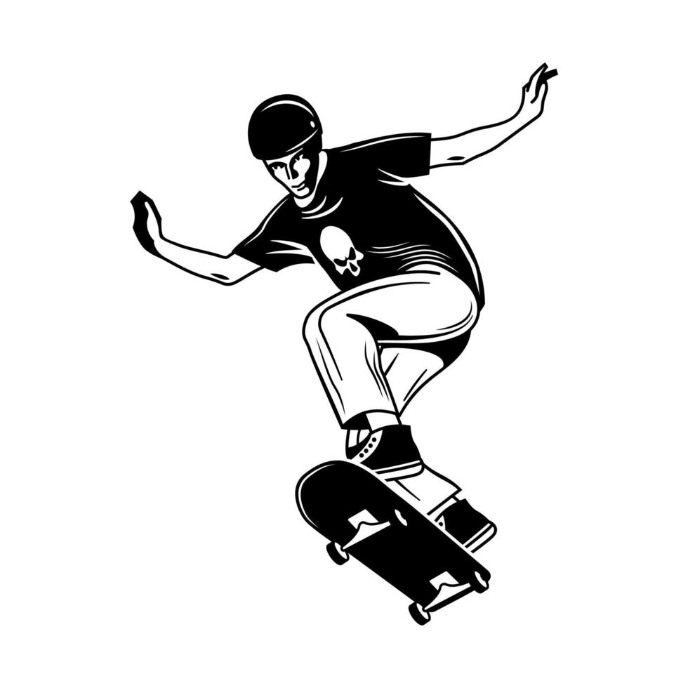 Skateboarding Trick Engraving Composition vector