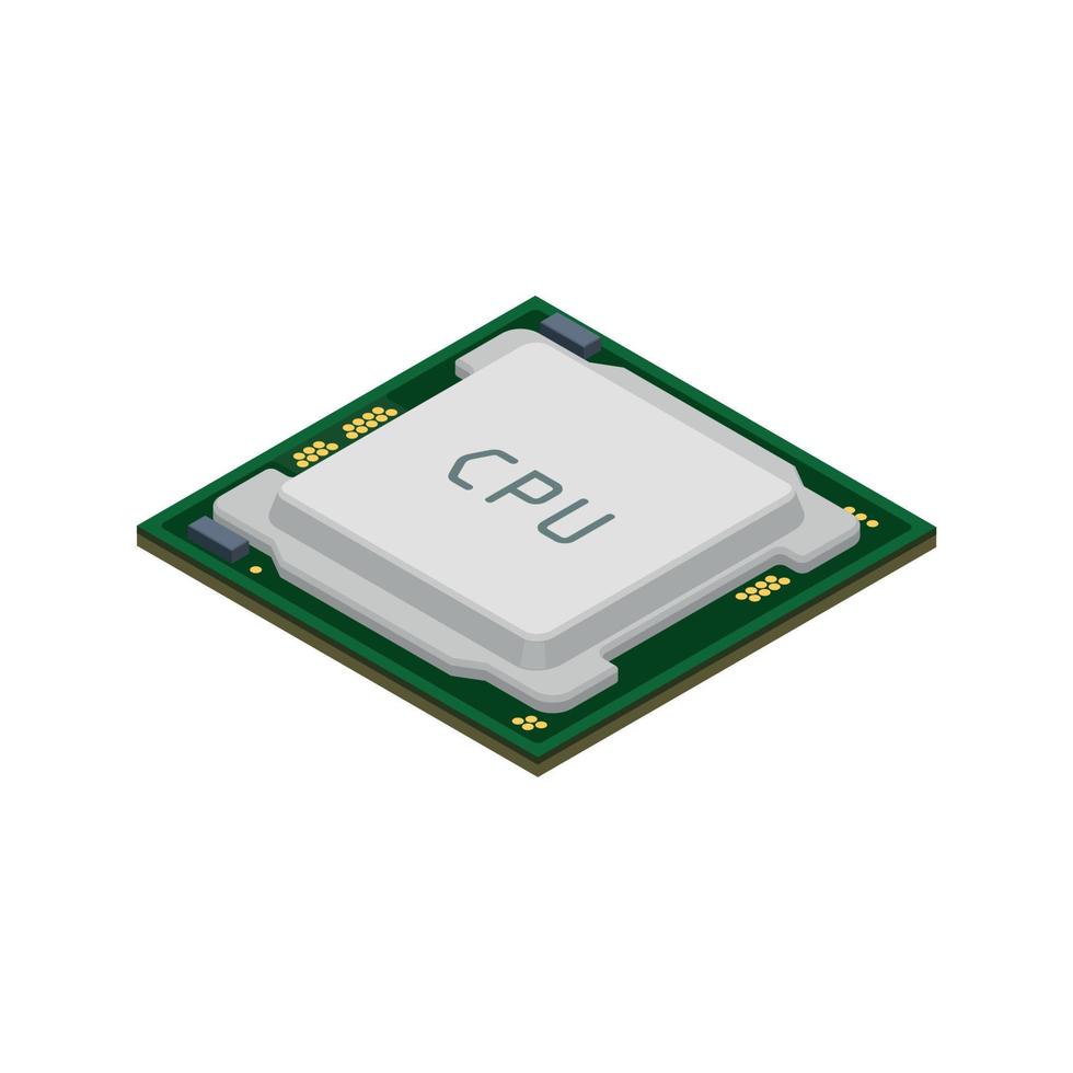 CPU Chip Isometric Composition vector