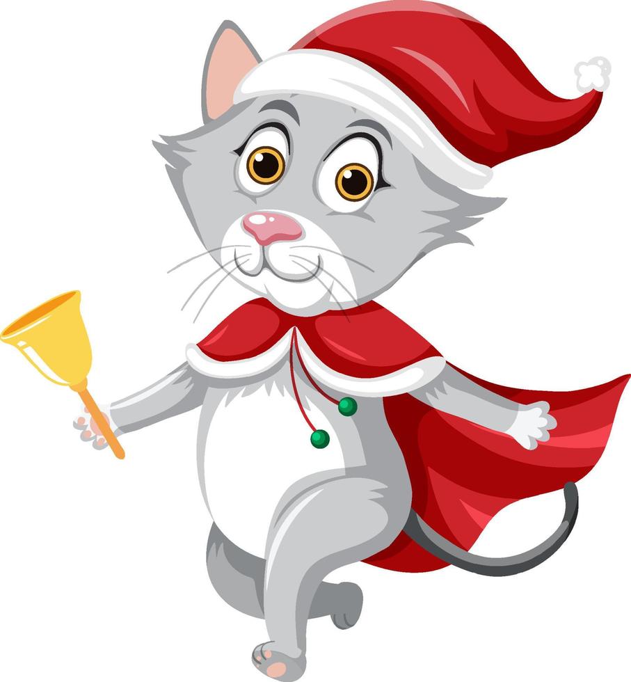 Cute cat wearing Christmas hat cartoon character vector