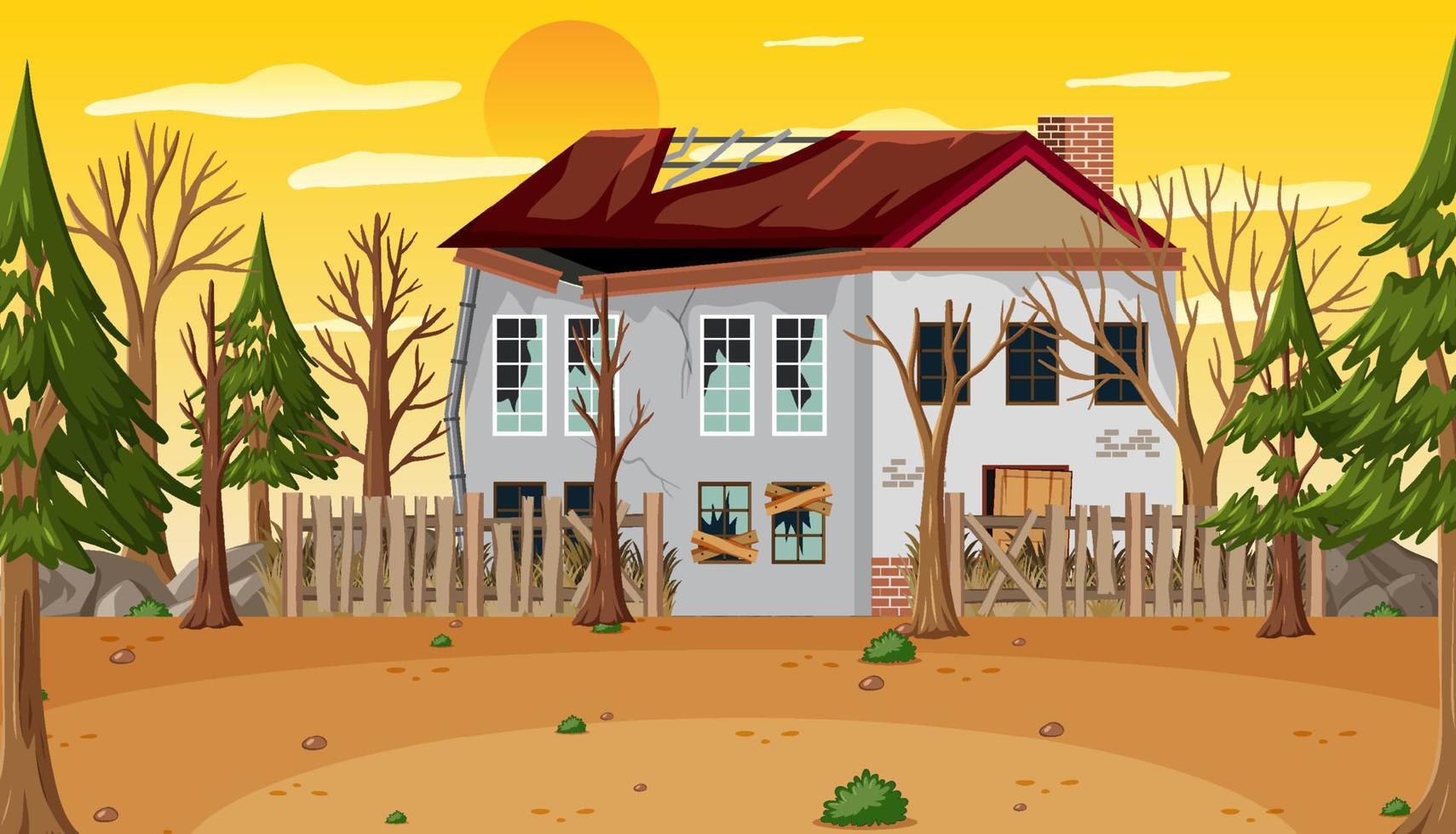 Scene with abandoned house at daytime vector