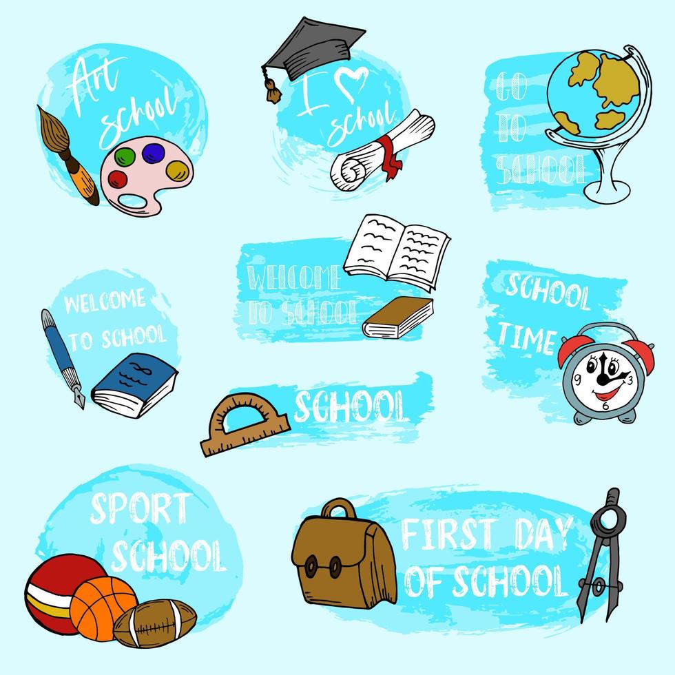 School supplies. Doodle, hand drawing. Vector Illustration