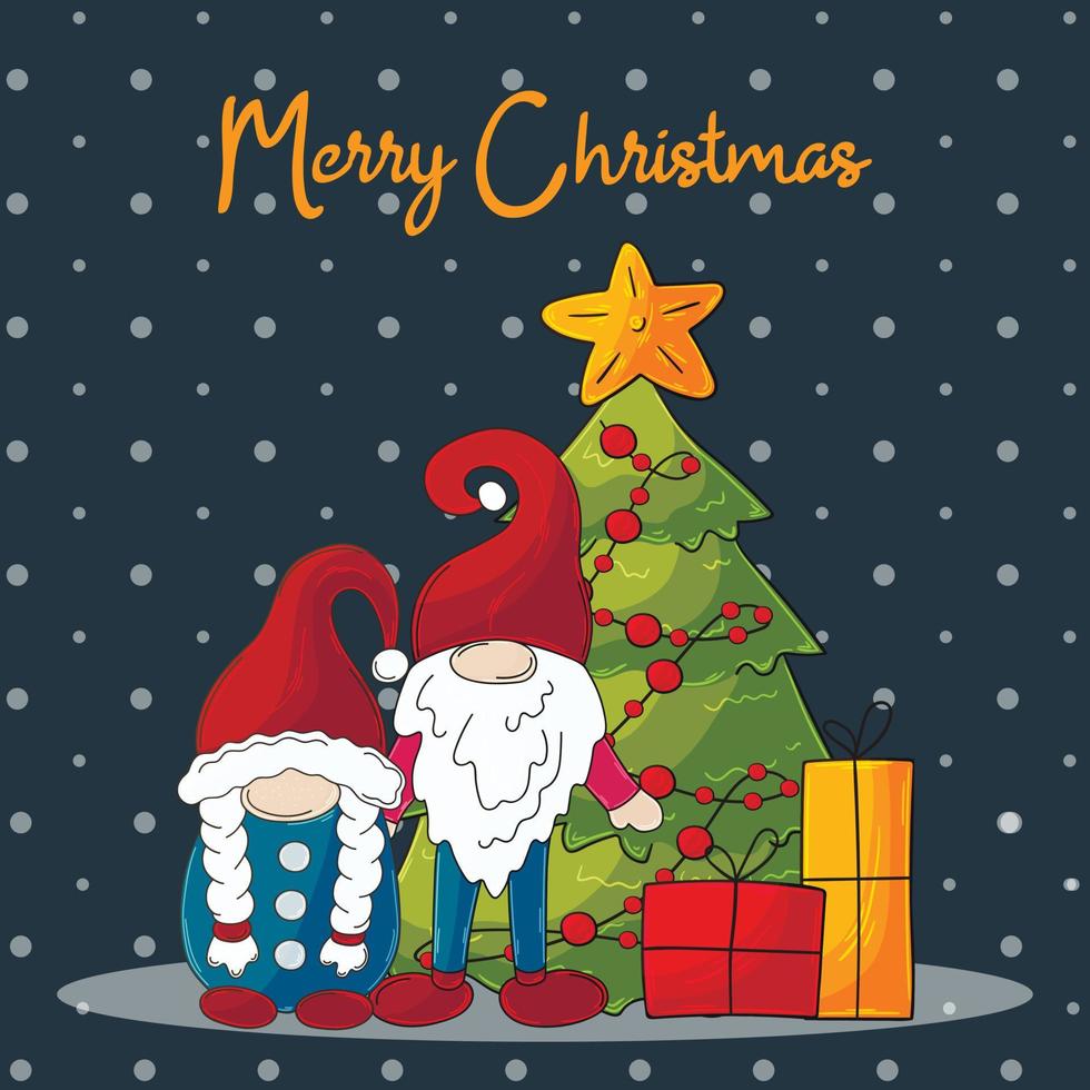 Christmas illustration with gnomes vector