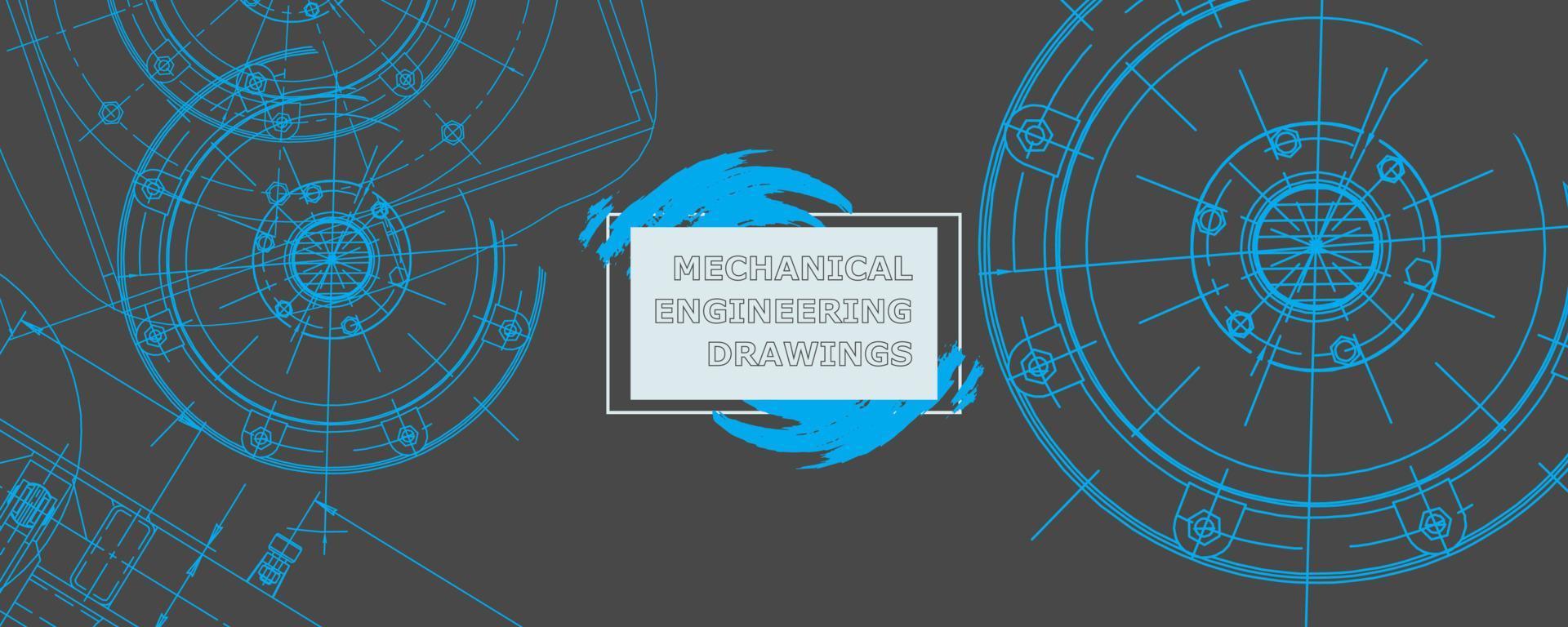 Abstract background concept mechanical engineering drawing. Engineering wallpaper vector