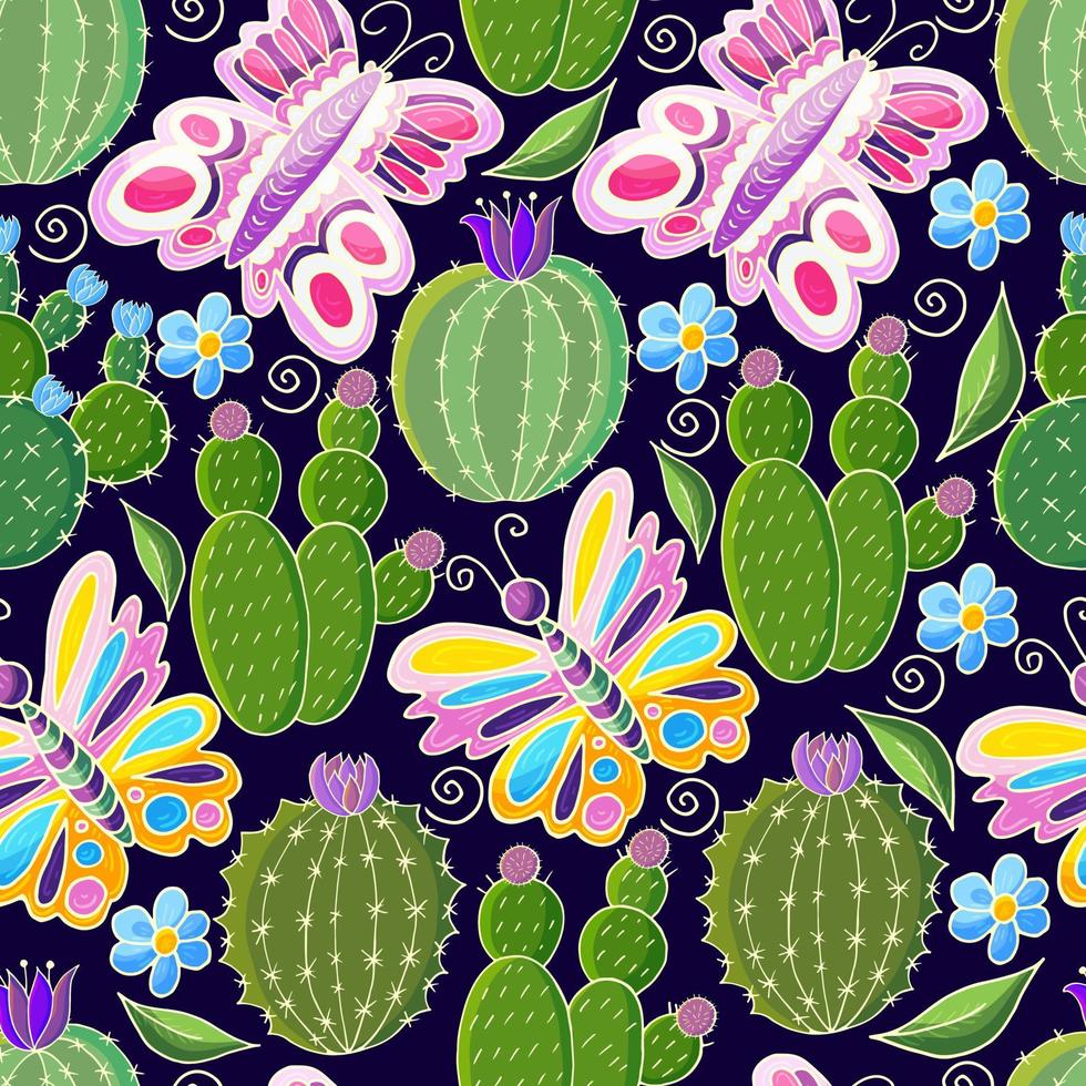 Cute vector illustration. Cacti, aloe, succulents. Decorative natural elements