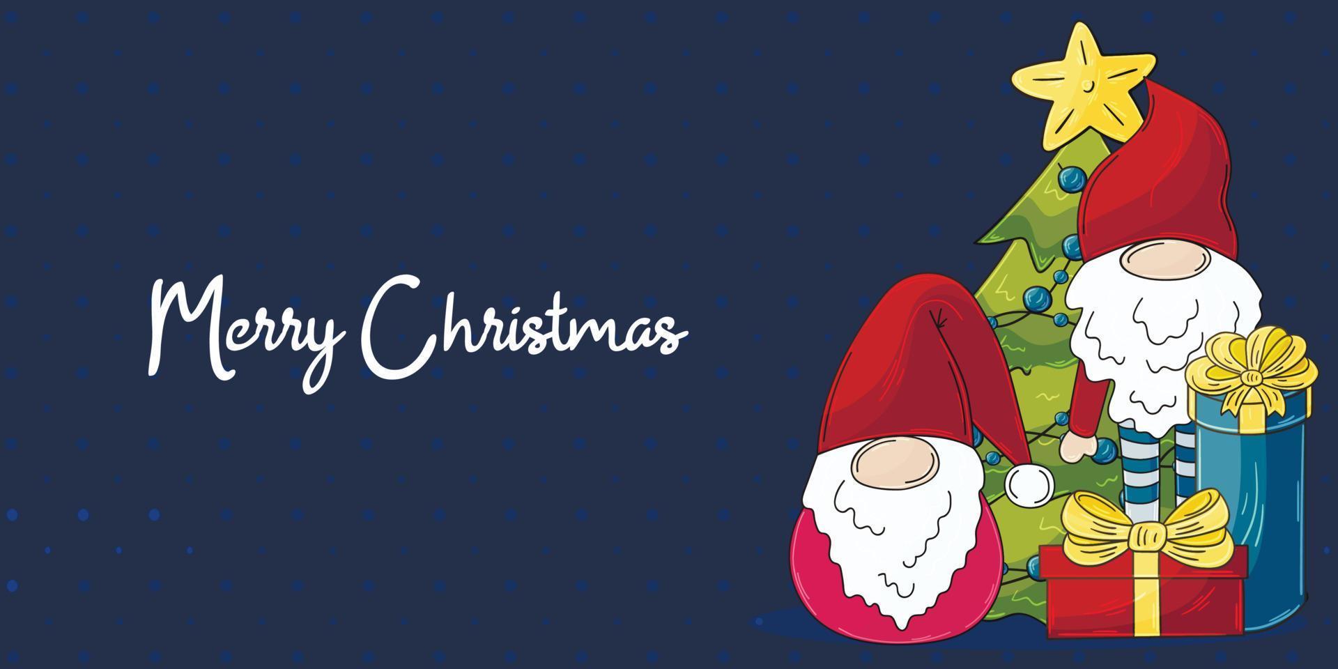 Christmas illustration with gnomes vector