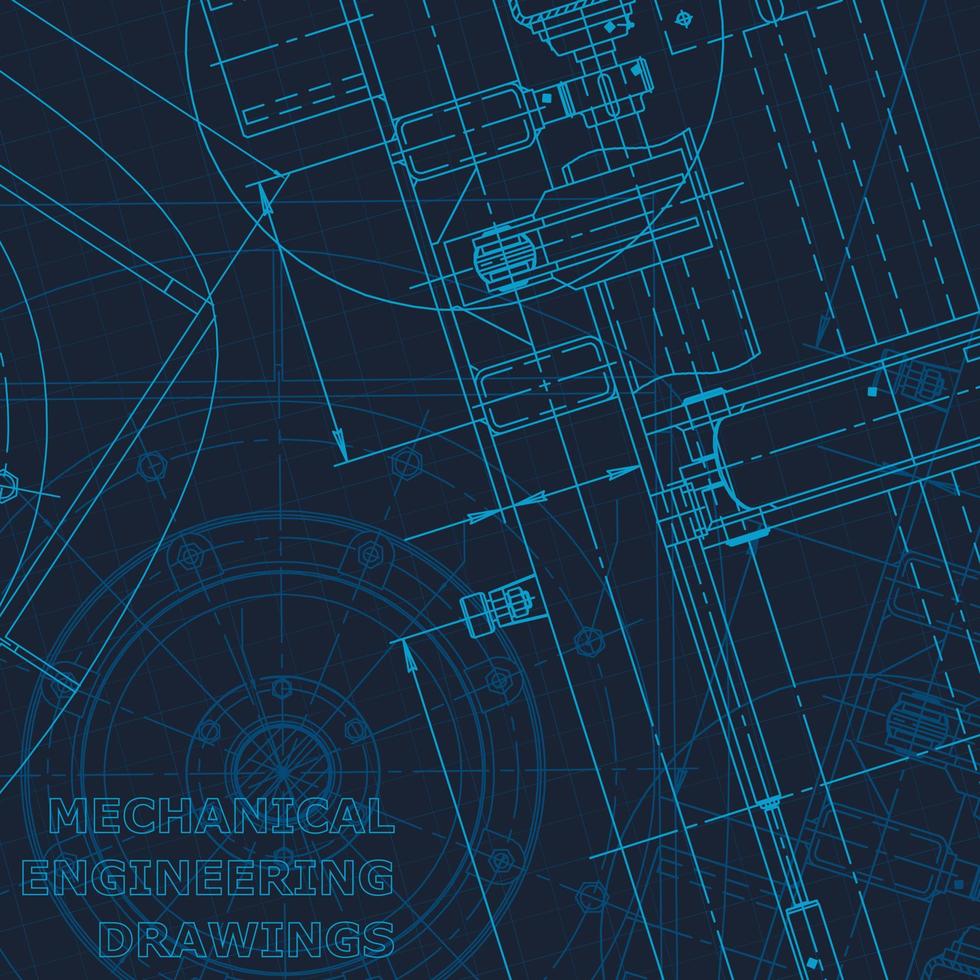 Blueprint, Sketch. Vector engineering illustration. Cover, flyer, banner