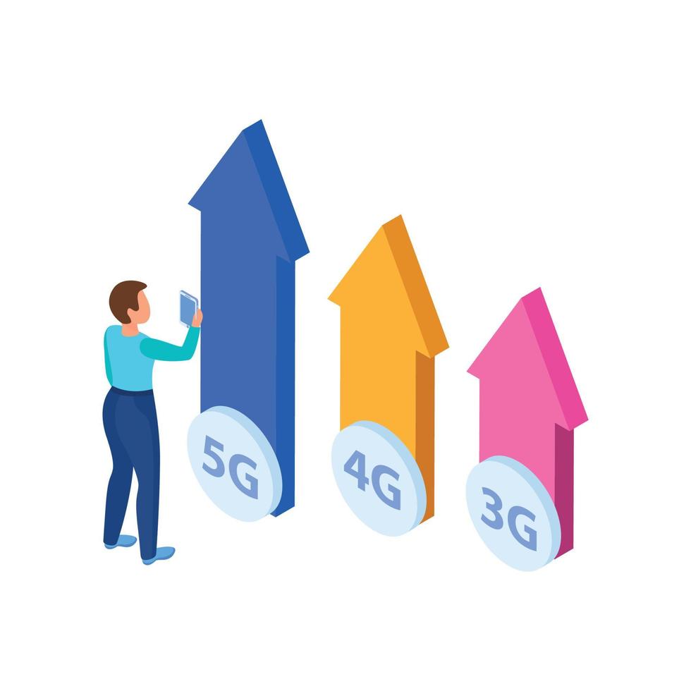 Composición isométrica de flechas 5g vector