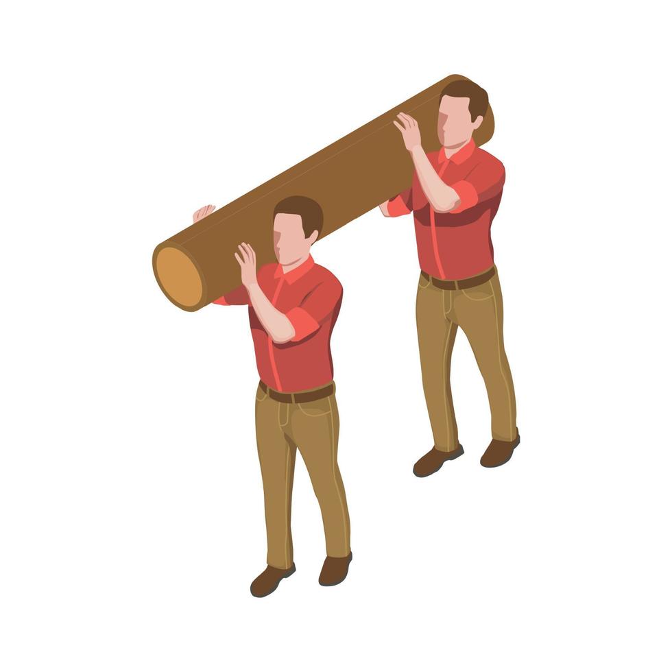 Carrying Wood Isometric Composition vector