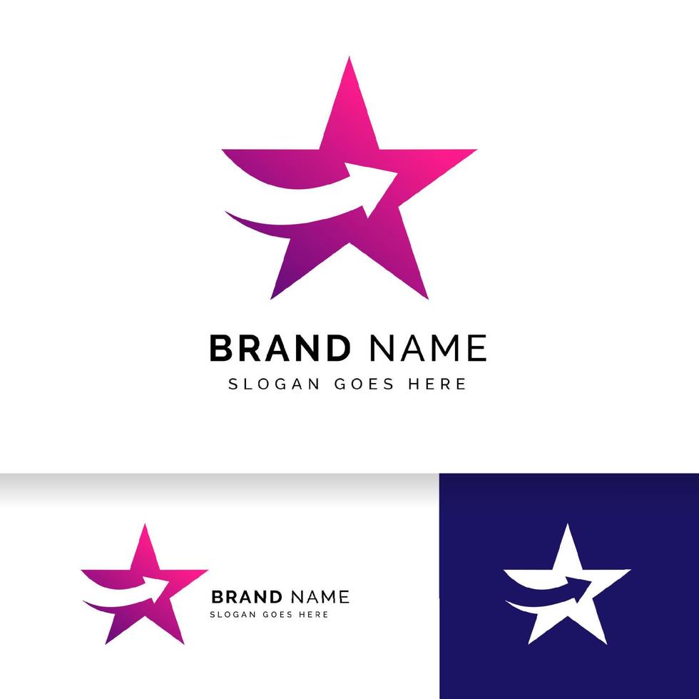 diseño de logotipo estrella con símbolo de flecha en el medio vector