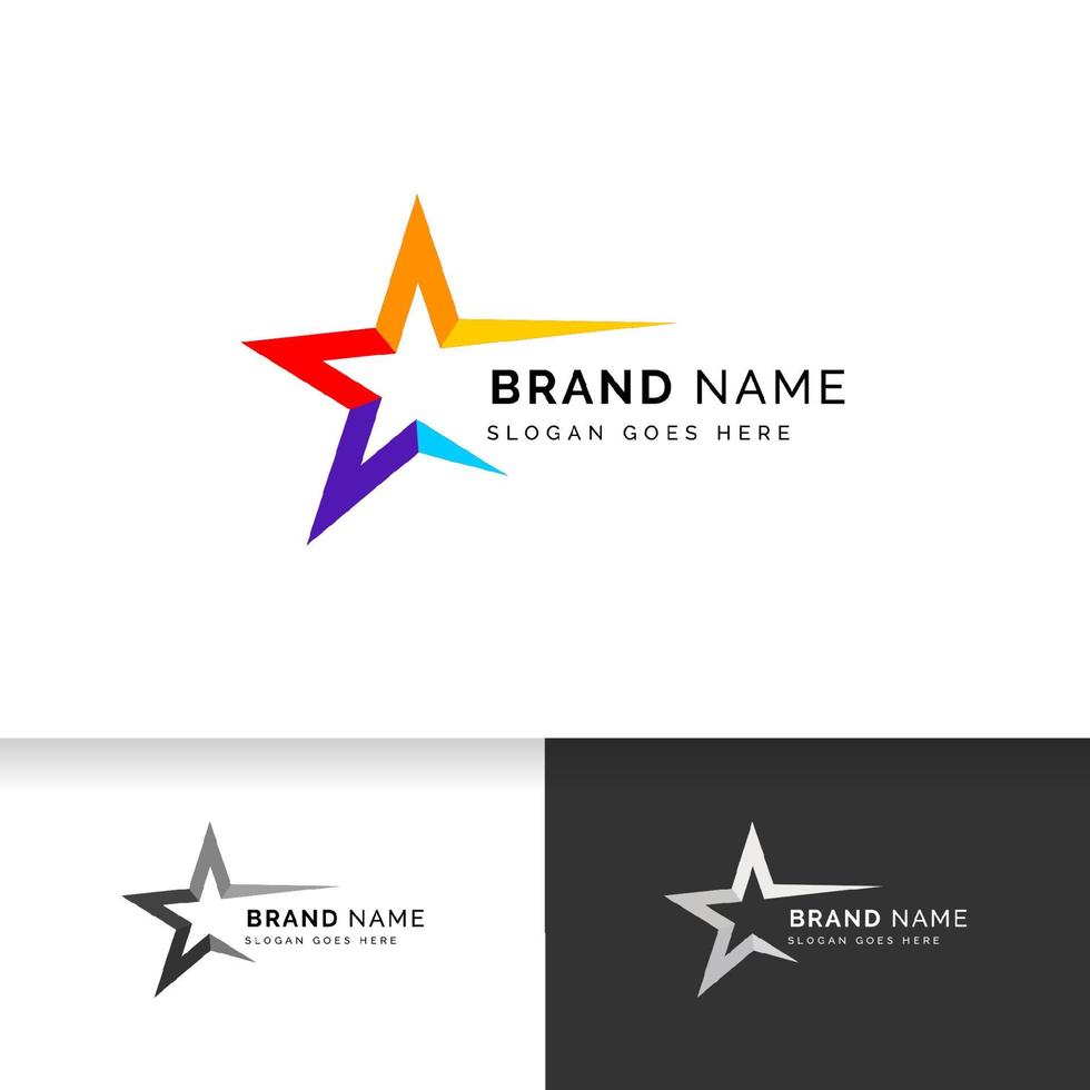 plantilla de signo de diseño de logotipo estrella colorida. icono de vector de estrella