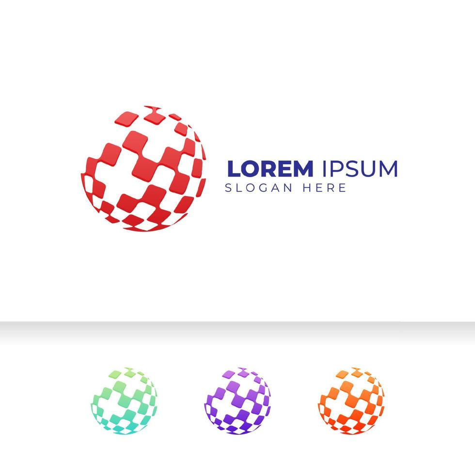 creative 3d globe logo design vector symbol icon. creative globe tech icon symbol design