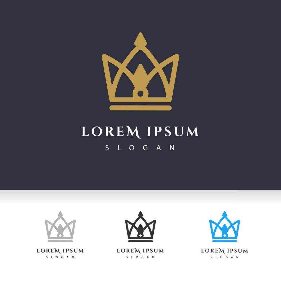 plantilla de vector de logotipo de corona de lujo. diseño de vector de icono de corona lineal