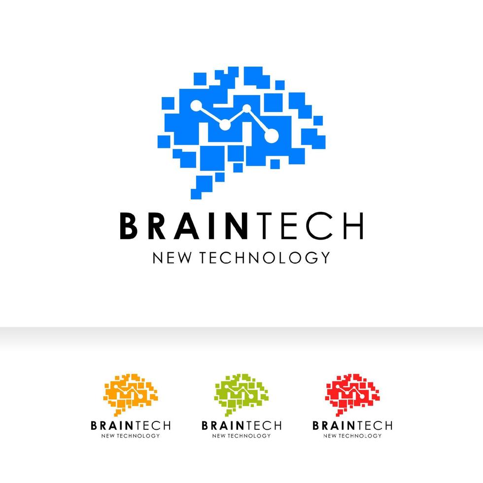 Brain tech digital logo design template. Brain sign symbol illustration vector