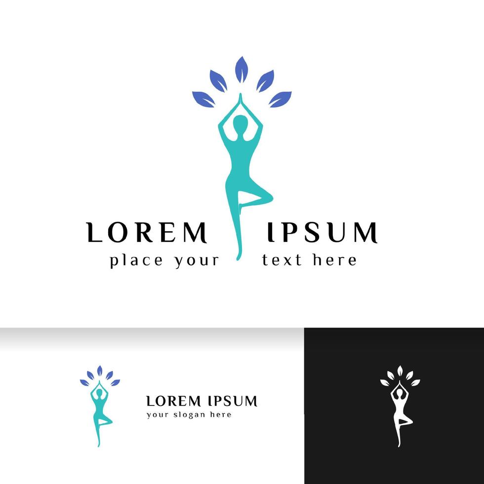 wellness logo template. yoga logo stock. balance meditation logo design vector illustration in blue color