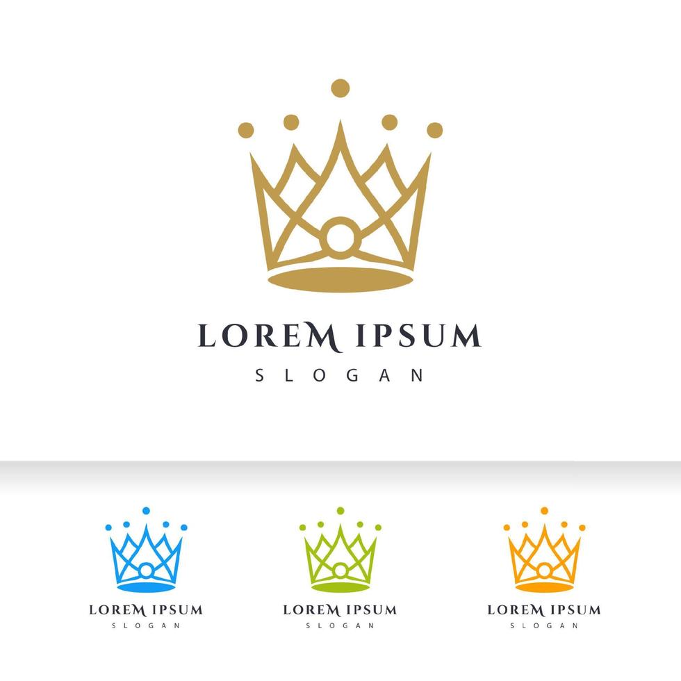 plantilla de vector de logotipo de corona de lujo. diseño de vector de icono de corona lineal