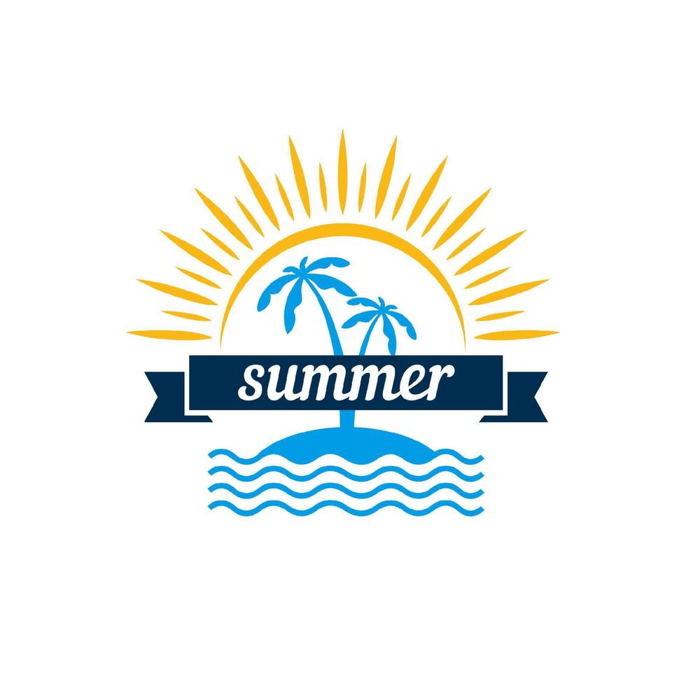 Summer emblems with palms for emblem sign symbol and sticker vector