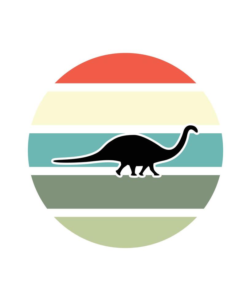 Plantilla de diseño de puesta de sol retro de dinosaurios vector