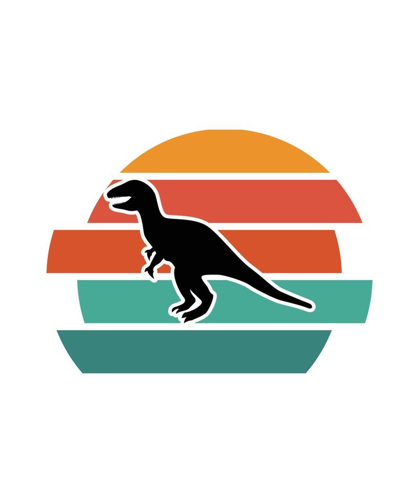Dinosaurs Retro Sunset Design template vector