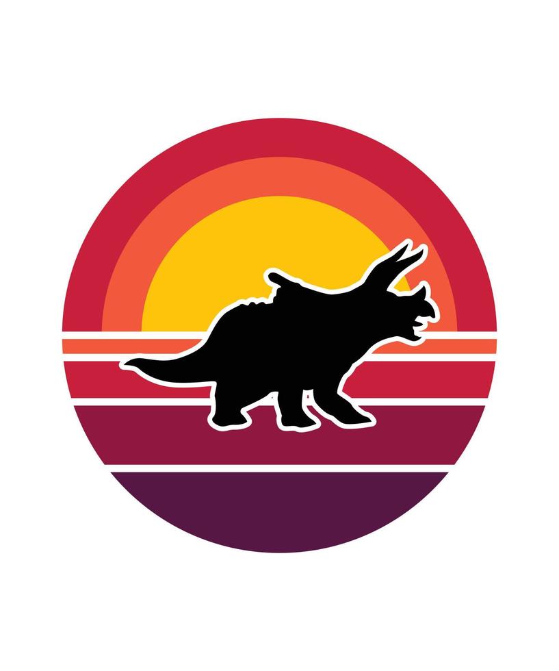 Dinosaurs Retro Sunset Design template vector