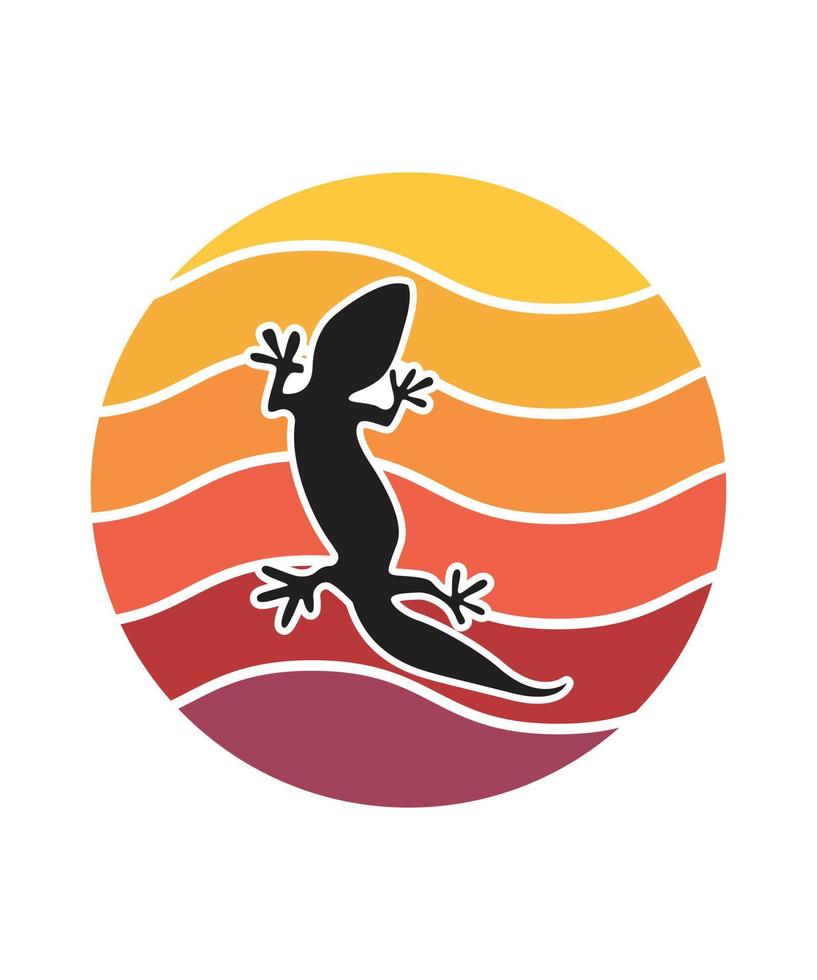 Iguana Retro Sunset Design template vector