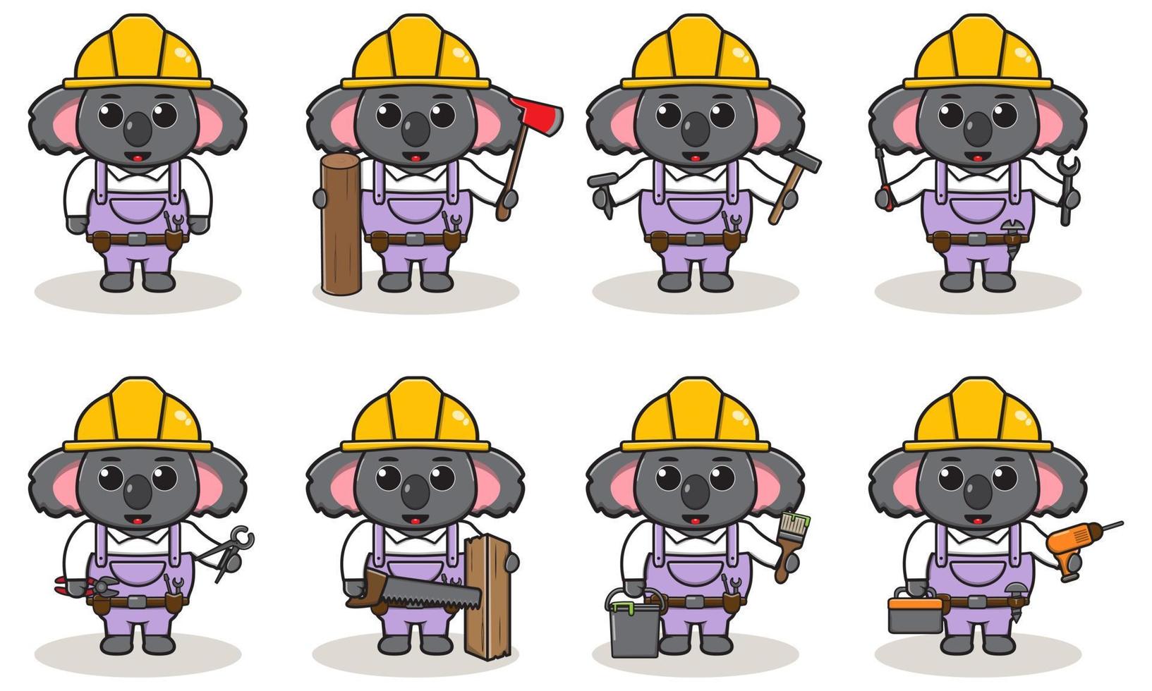 Koala Cute Handyman set 0 vector
