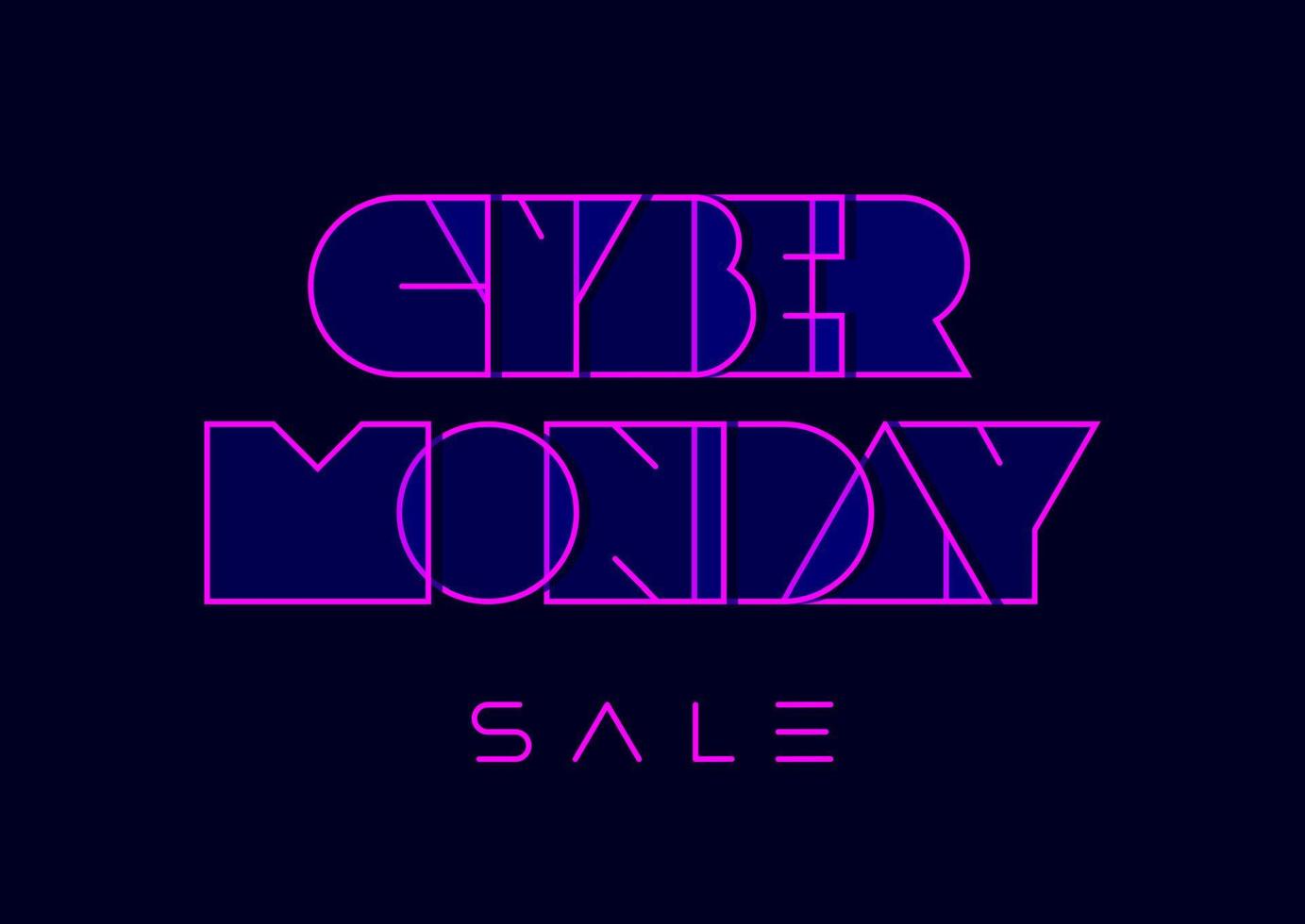 Cyber Monday typography in retro futurism style on dark blue background. Vector template for banners and sale offers. Template for card, ads, advertising, booklets, sales, promotions.