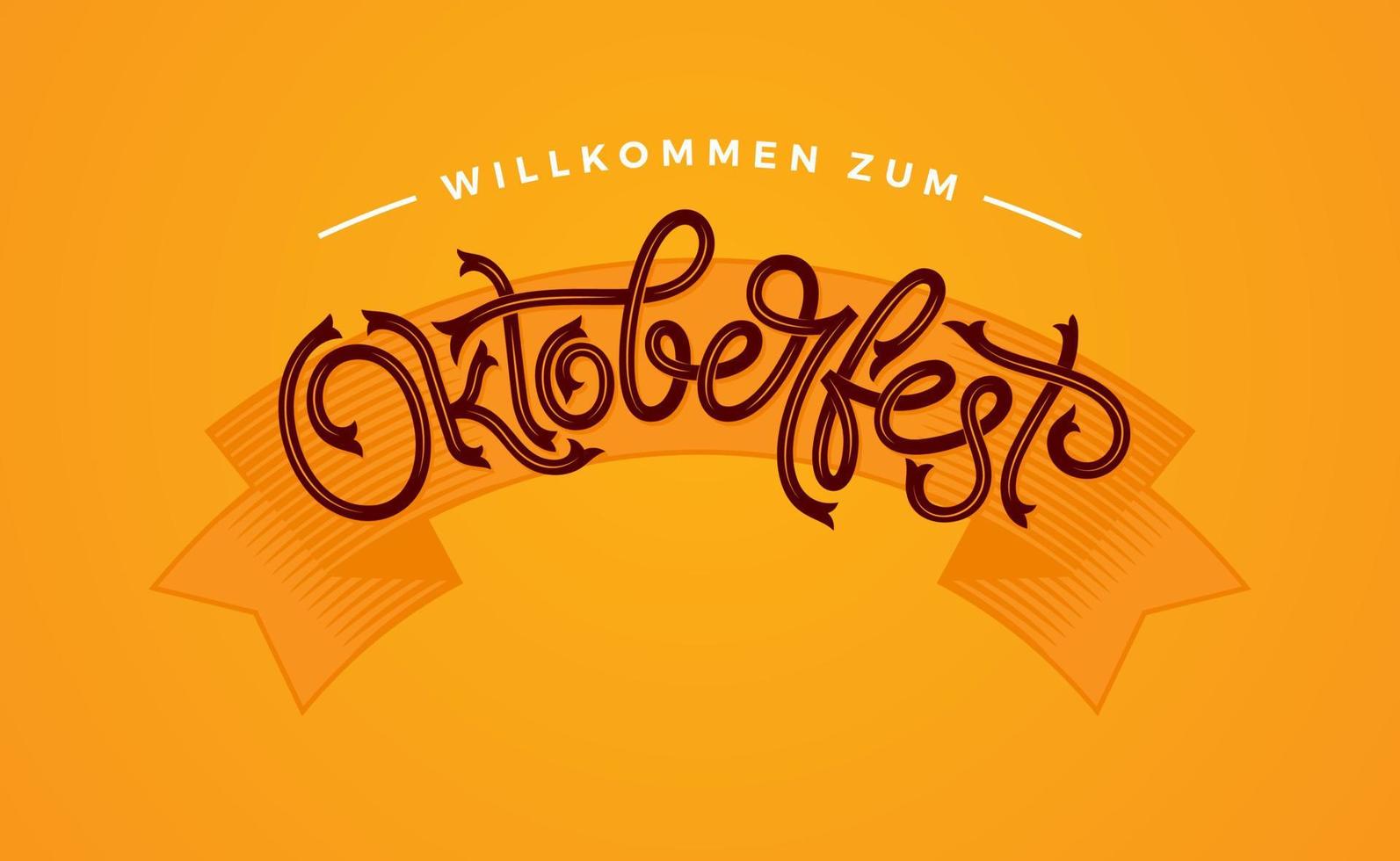 Oktoberfest handwritten typography. Oktoberfest lettering vector design for greeting cards and poster. Vector illustration. Beer Festival vector banner. Design template celebration.