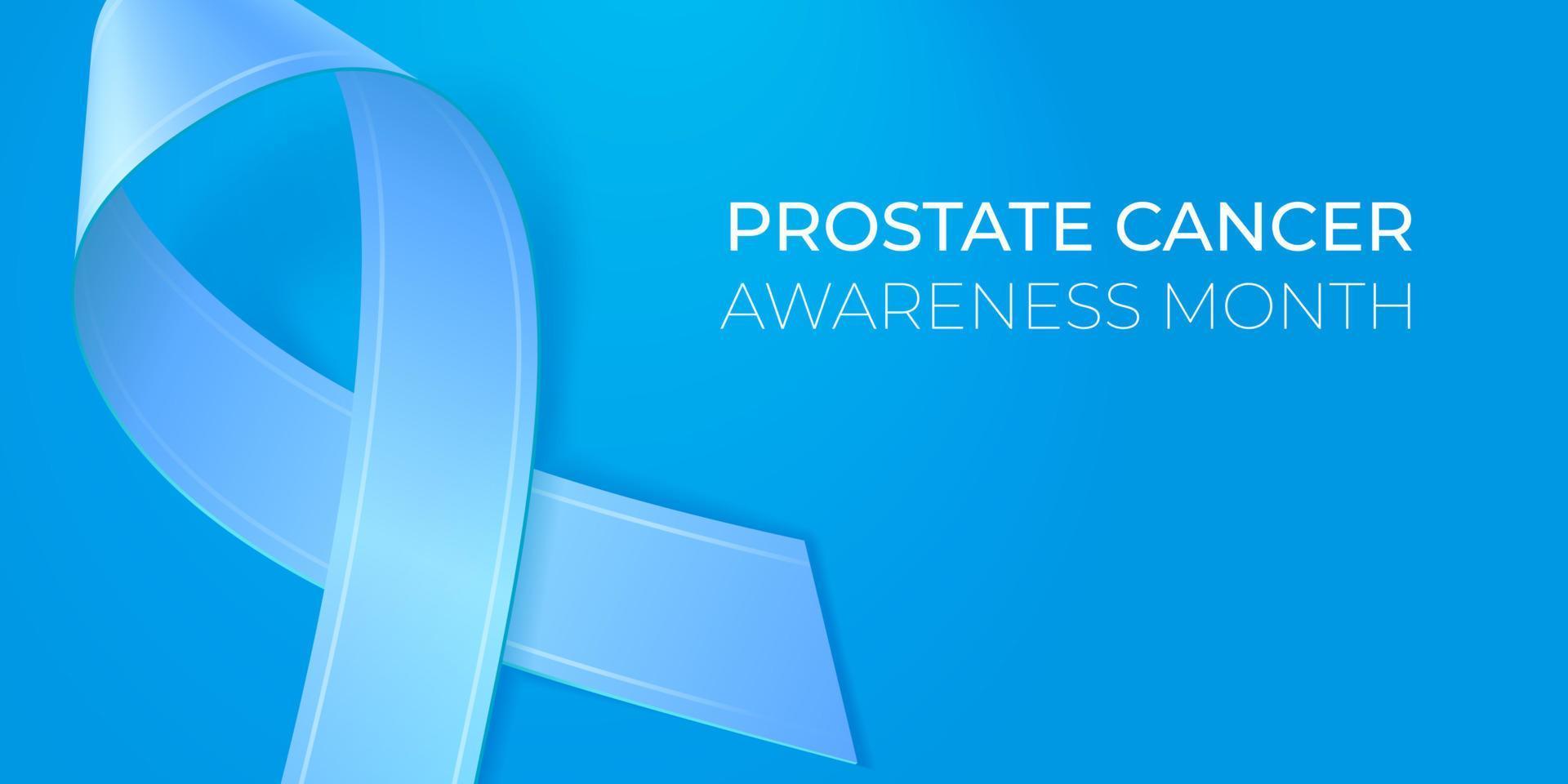Realistic blue ribbon with copy space. Prostate cancer awareness month. Medical banner with copy space. Editable vector illustration for poster, card, banner.