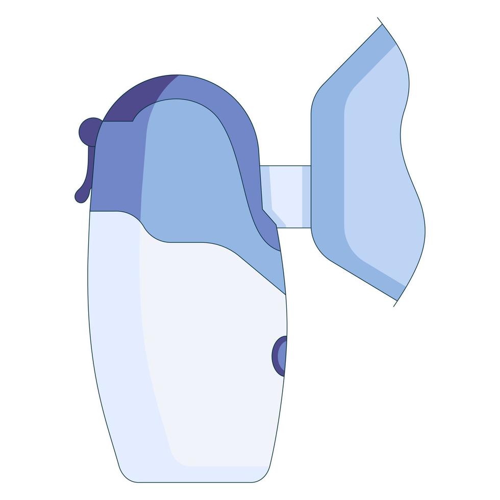 Medical icon of blue inhaler for asthmatic patient in a flat style isolated on a white background. vector