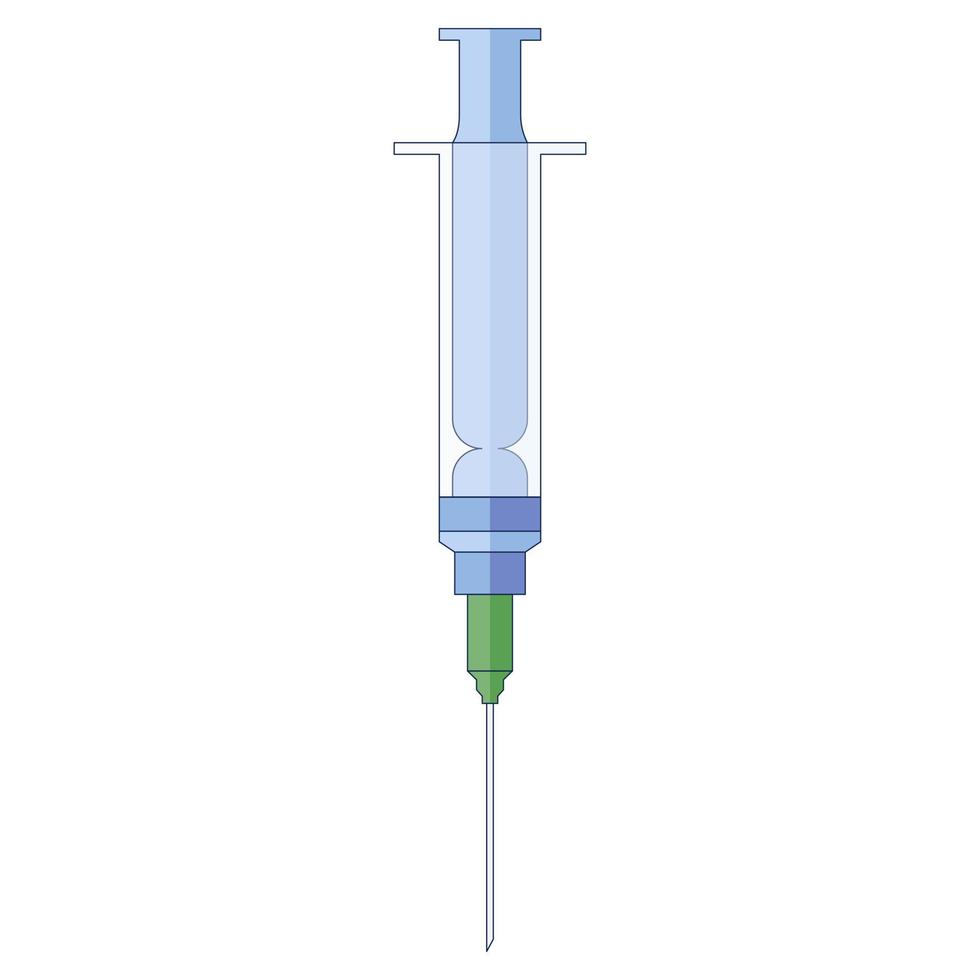 jeringa vacía para vacunas o inyecciones médicas, icono en un estilo plano aislado en un fondo blanco. vector