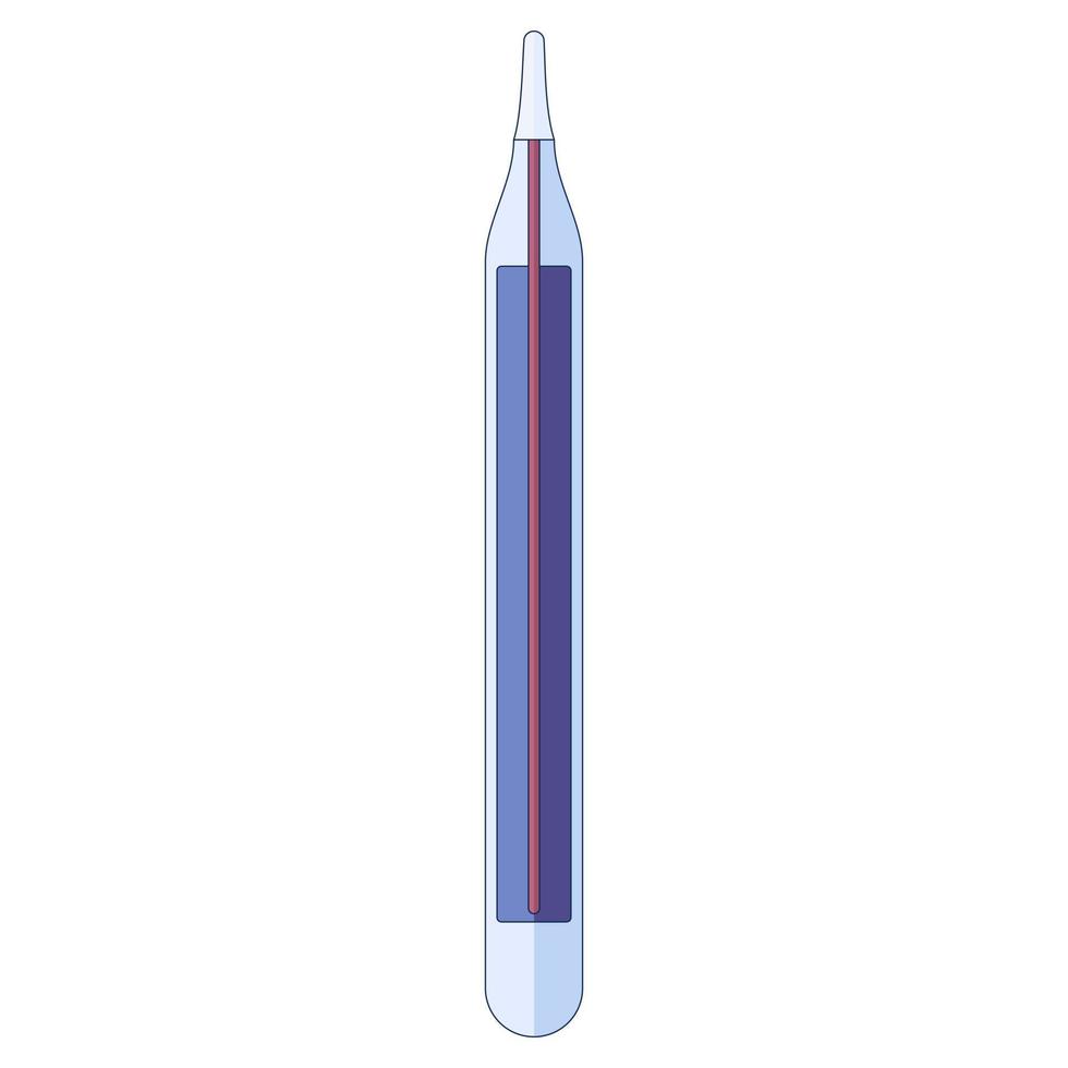 mercury thermometer, body temperature check in a flat style isolated on a white background vector