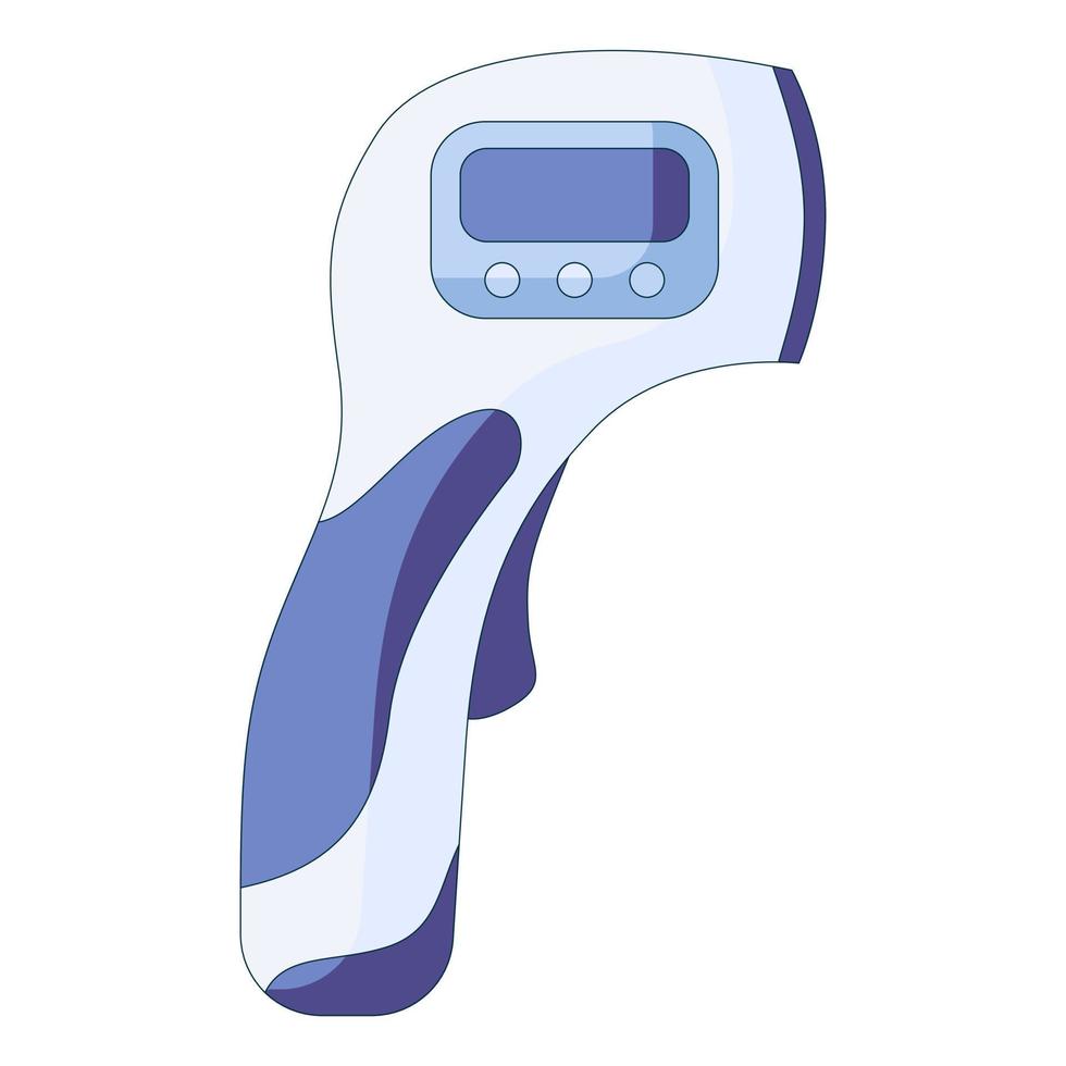 Infrared thermometer, body temperature check in a flat style isolated on a white background vector
